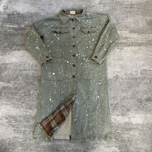 Oli & Hali Jacket Womens Small Trenchcoat Oversized Paint Splatter Green Boho